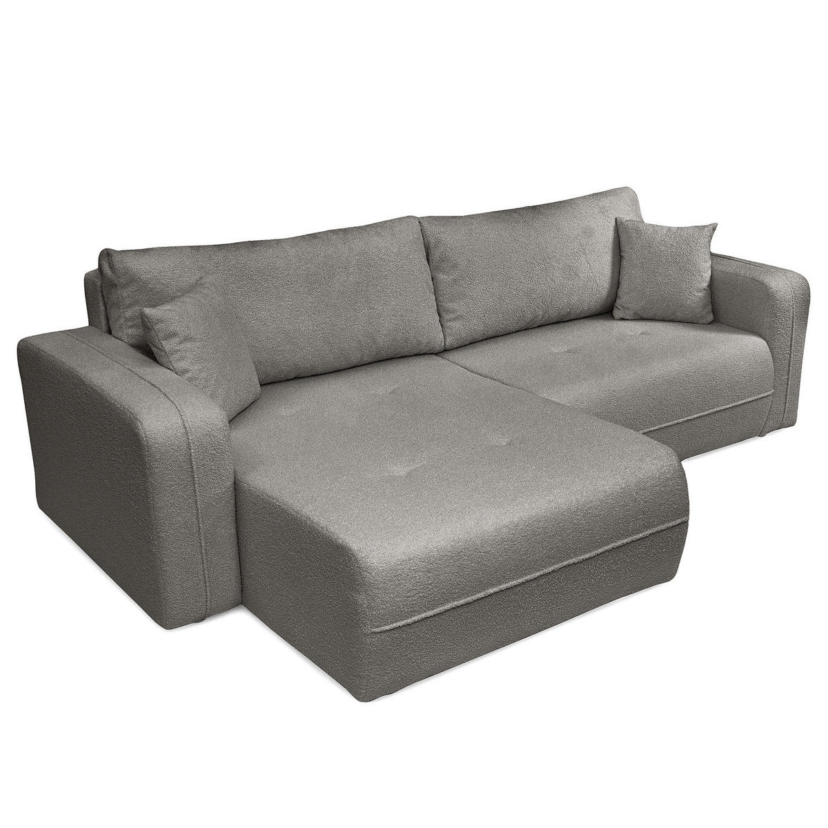 ECKSOFA mit Schlaffunktion - 244 cm - Dunkelgrau/Schwarz, Kunststoff/Textil (244/145cm) - home24