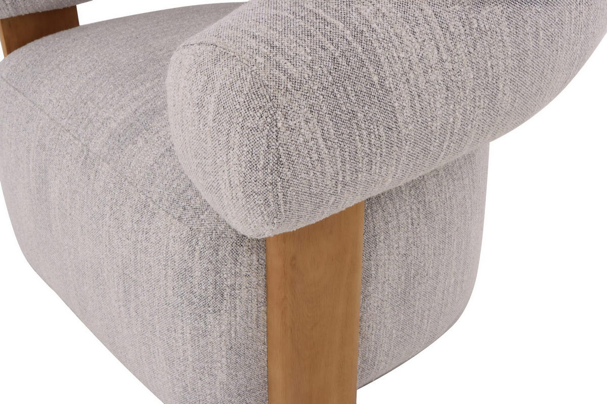 SESSEL Nature, Natur Massiveiche + hellgrauer Stoff - Grau, Holz (92/79/80cm) - WOODEK