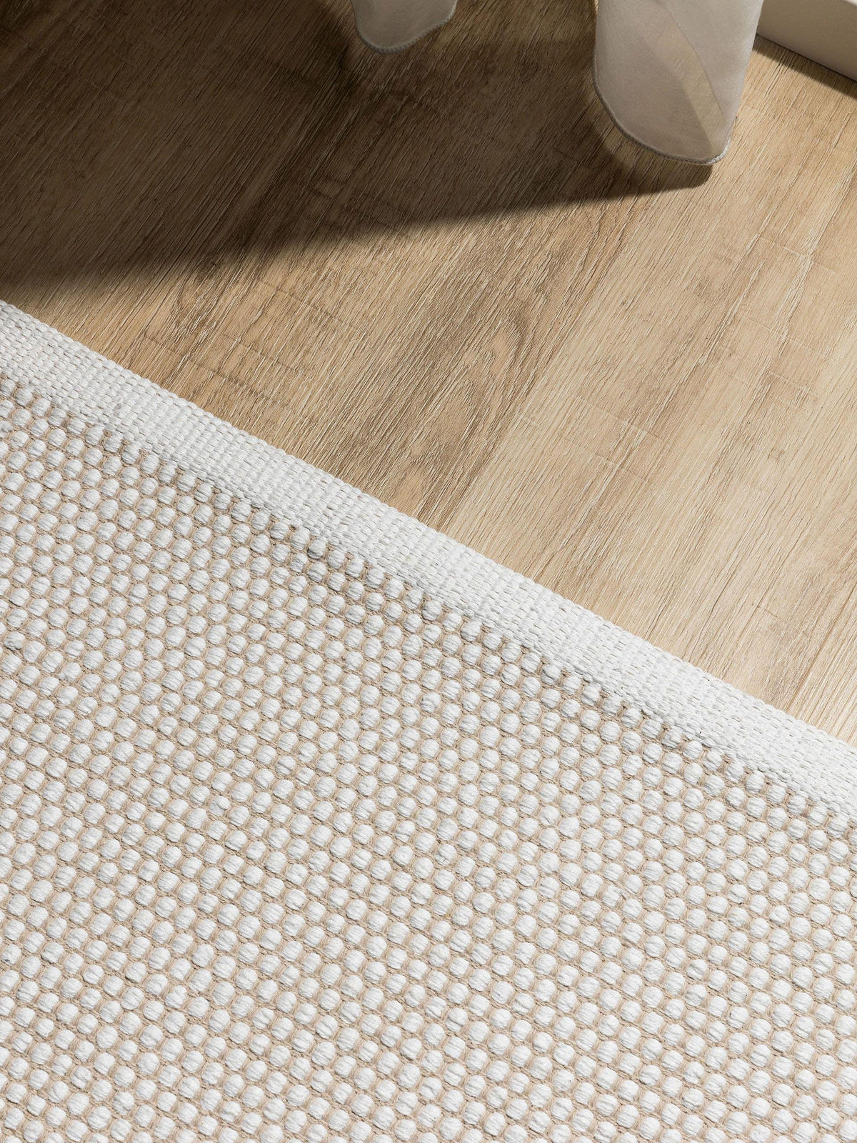 BAUMWOLLTEPPICH Ron handgewebt 60x120 cm - Weiß, Naturmaterialien/Textil (60/120cm) - benuta