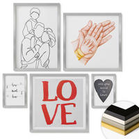 WANDBILDER 5er Set - 50x50 cm & 20x30 cm & 40x60 cm Silberner Rahmen - Weltraum-Astronauten-Sterne - Silberfarben, Kunststoff (40/60cm) - ArtPrintCave