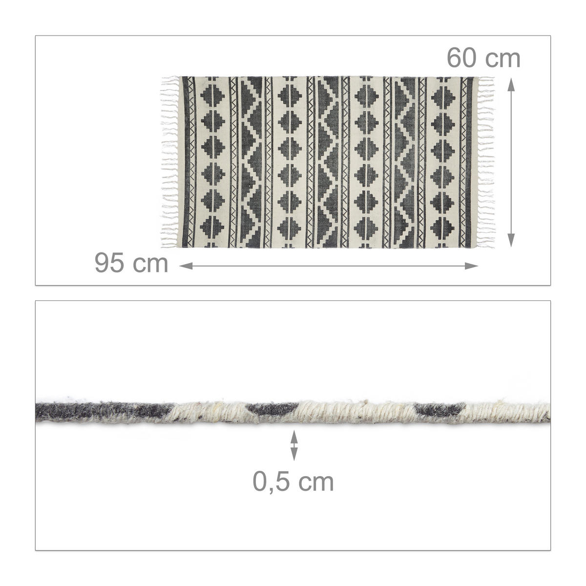 TEPPICHLÄUFER - Multicolor, Textil (90/60cm) - Relaxdays