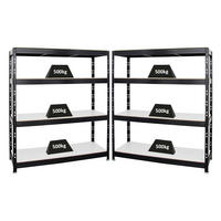 SCHWERLASTREGAL Rhino 2er-Set mit 2x 180x160x60 cm 4 Melamin-Ebenen 16mm Fachlast 500 kg Schwarz - Schwarz, Metall (320/180/60cm) - PROREGAL