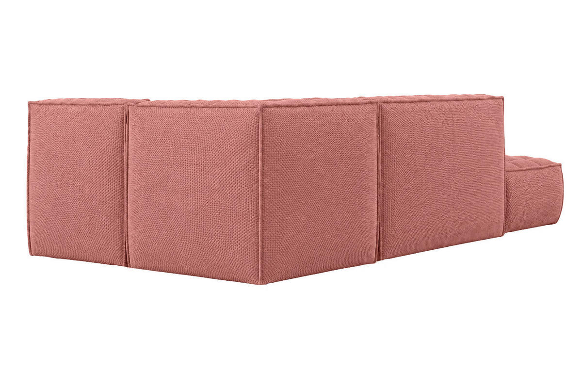 ROHOVÁ SEDAČKA modulární ve tvaru L s taburetem, plyšová tkanina Pop, Růžová, Levá strana, LAZY L s taburetem - růžová, dřevo (333/173cm) - Kaiser Möbel