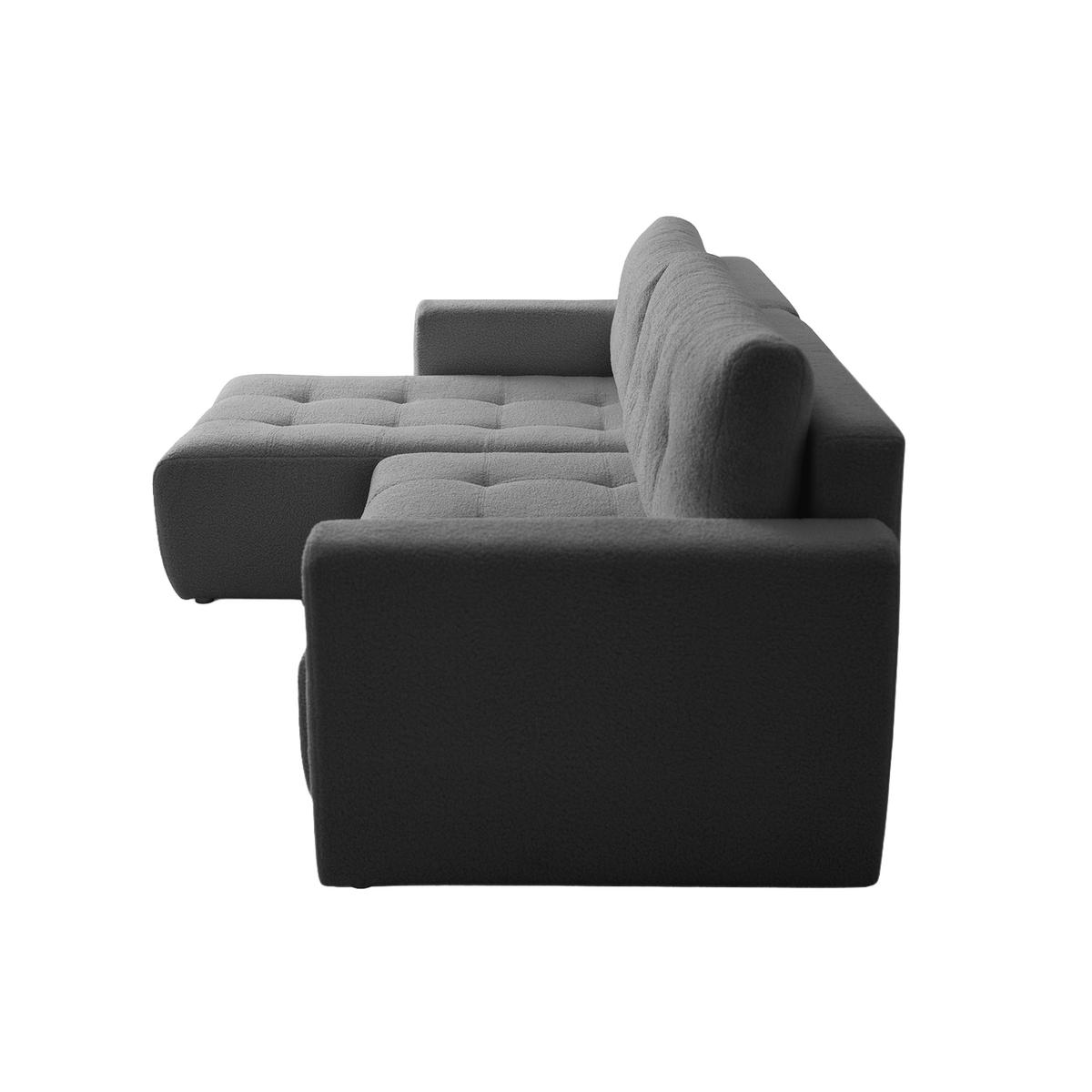 ECKSOFA WALONGO mit Schlaffunktion, Grau - Dunkelgrau, Textil (261/143cm) - Fedve