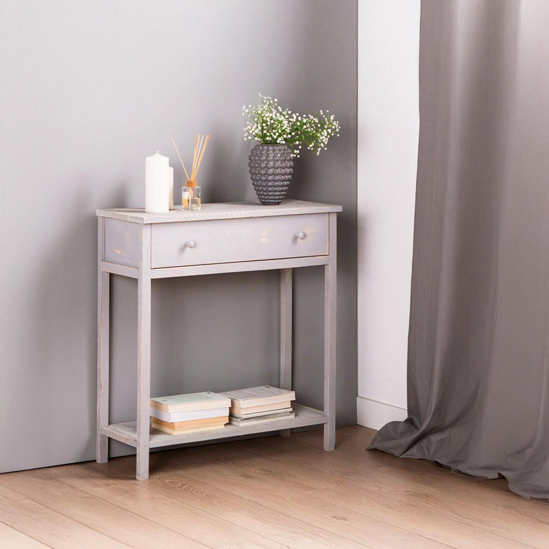 KONSOLENTISCH FÜR DIE EINGANGSHALLE Folk Grau 80 cm x 85 cm - Grau, Holz (30/80/85cm)