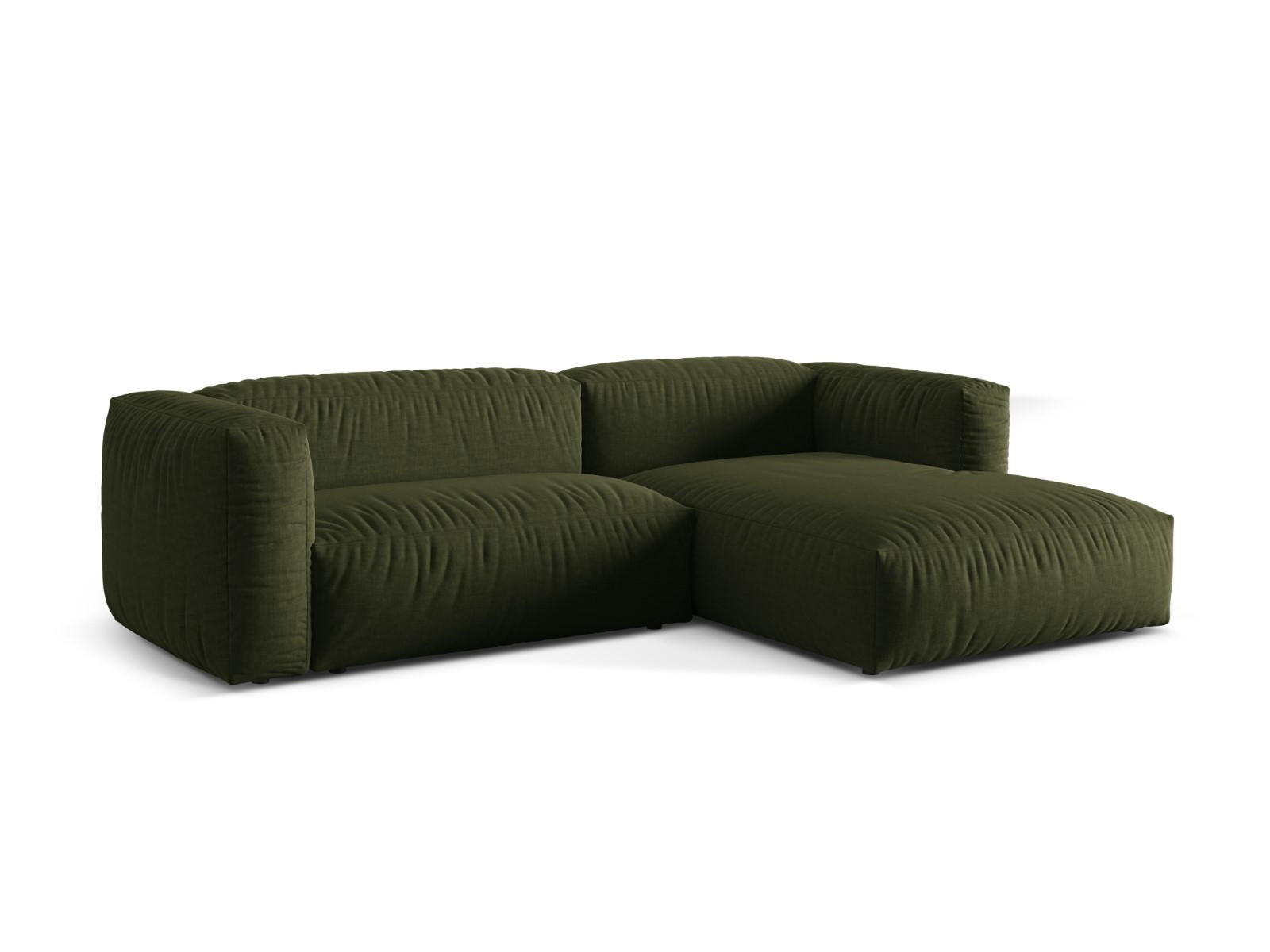 ECKSOFA modular rechts Martina aus strukturiertem Stoff grün 2 Sitzplätze - Grün, Textil (176/283cm) - Micadoni