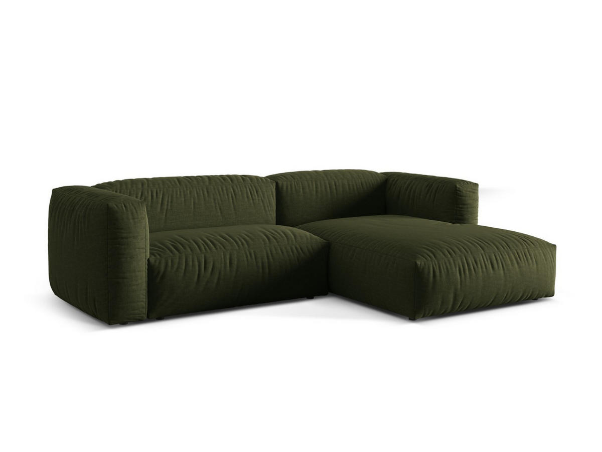 ECKSOFA modular rechts Martina aus strukturiertem Stoff grün 2 Sitzplätze - Grün, Textil (176/283cm) - Micadoni