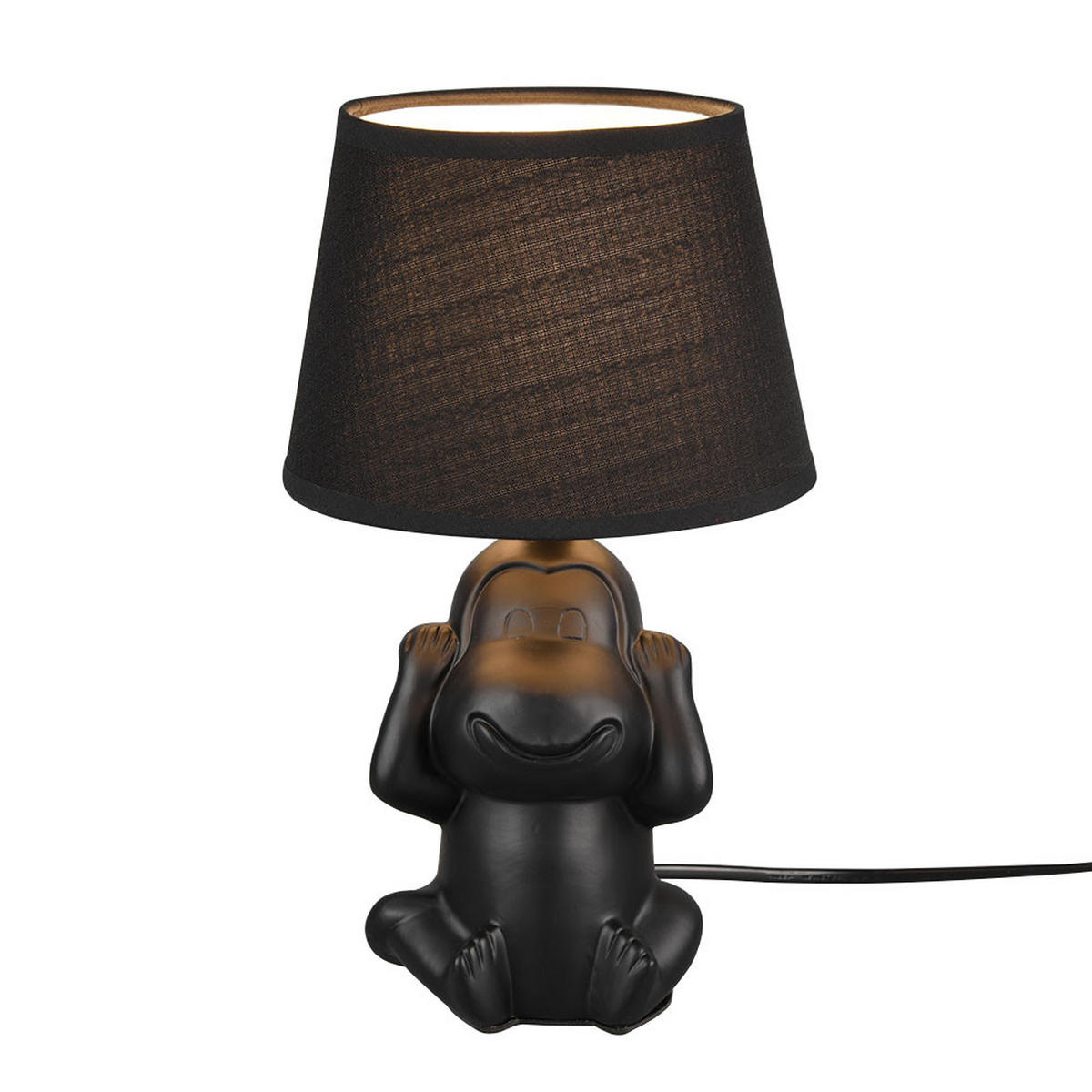 TISCHLEUCHTE Keramik Schwarz 2er Set - Schwarz, Textil (17/17/27cm)