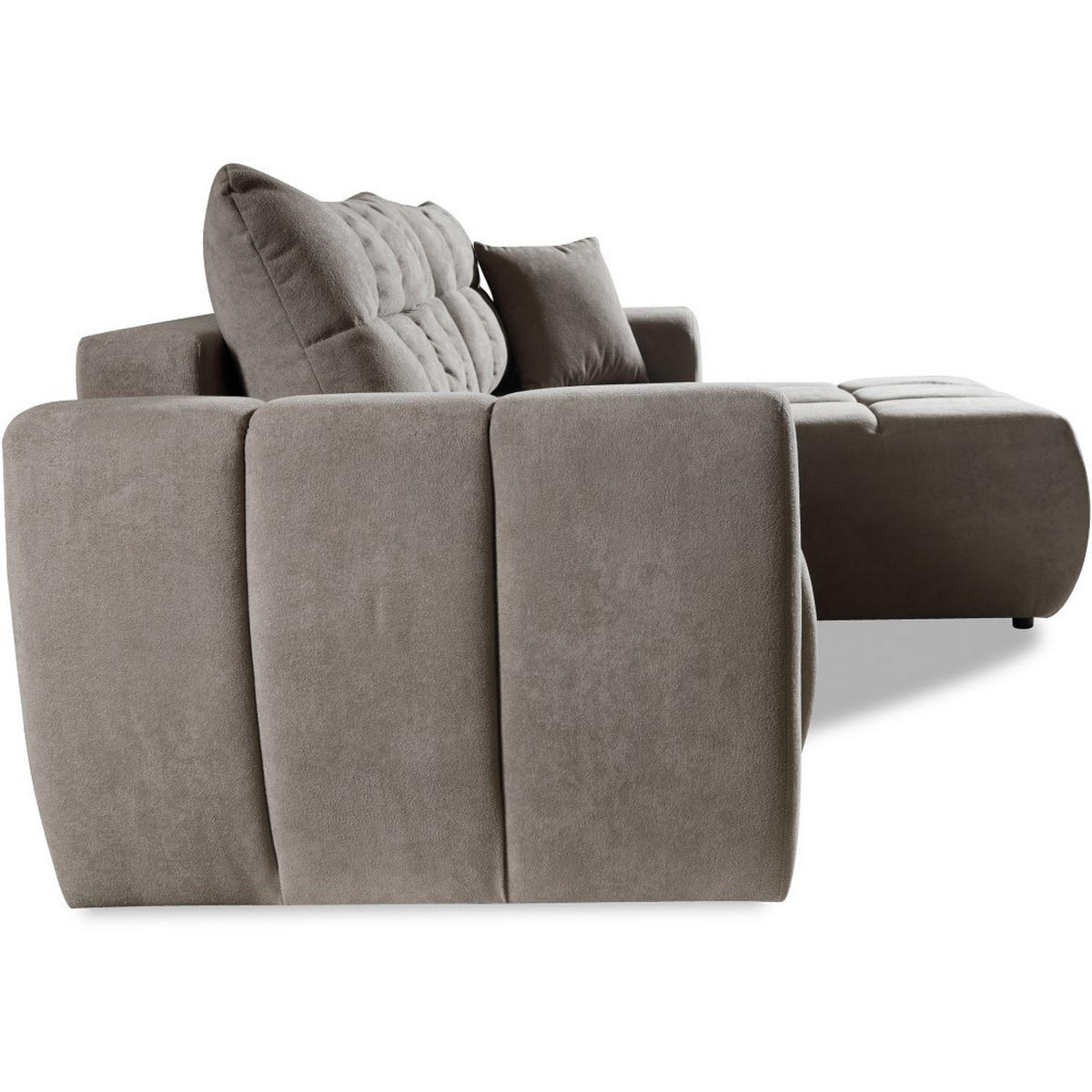 ECKSCHLAFSOFA Ferio mit Bettkasten, universelle Ottomane, Hellbraun - Hellbraun/Schwarz, Textil (253/172cm) - Beautysofa