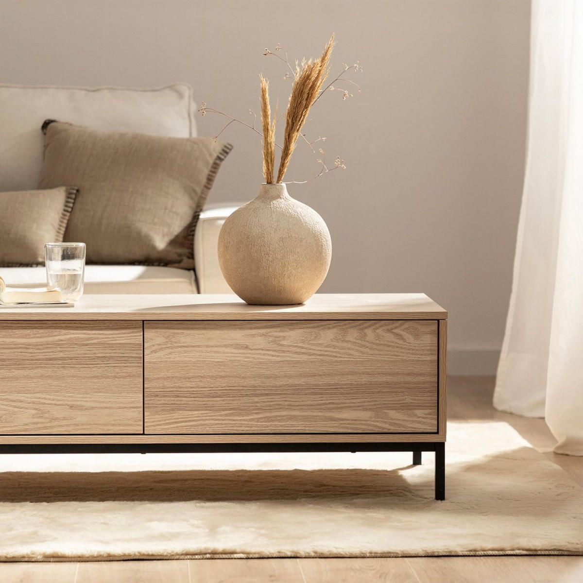 COUCHTISCH FESTER Remi Schwarz 120 cm x 40-55 cm - Schwarz, Holzwerkstoff (60/120/40cm) - Klast Home