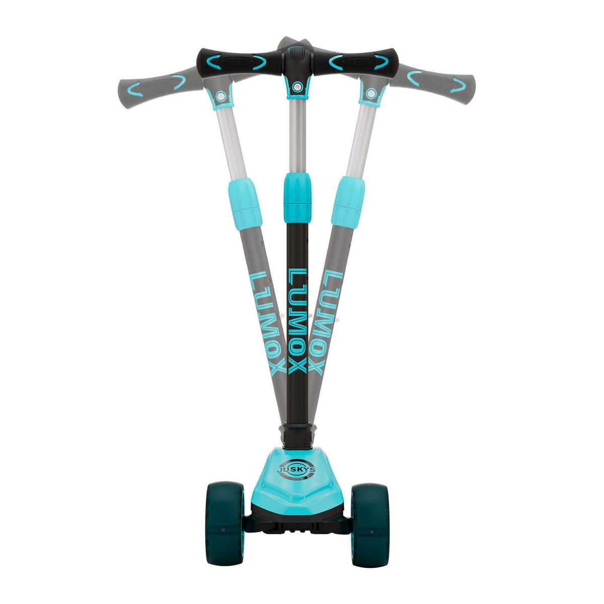 KINDERROLLER Lumox höhenverstellbarer Lenker inkl. Leuchtränder blau - Blau, Metall (59/28/81cm) - Juskys