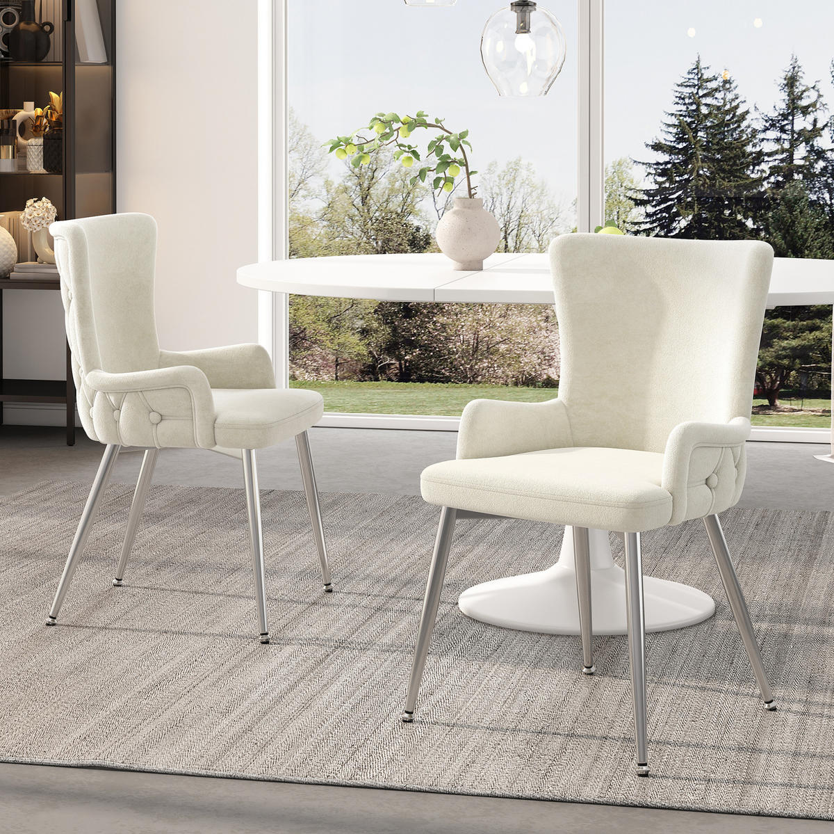 ESSZIMMERSTUHL 6er-Set Samt Beige mit Metallbeinen - Beige, Metall (47/85/49.2cm) - Meubliv