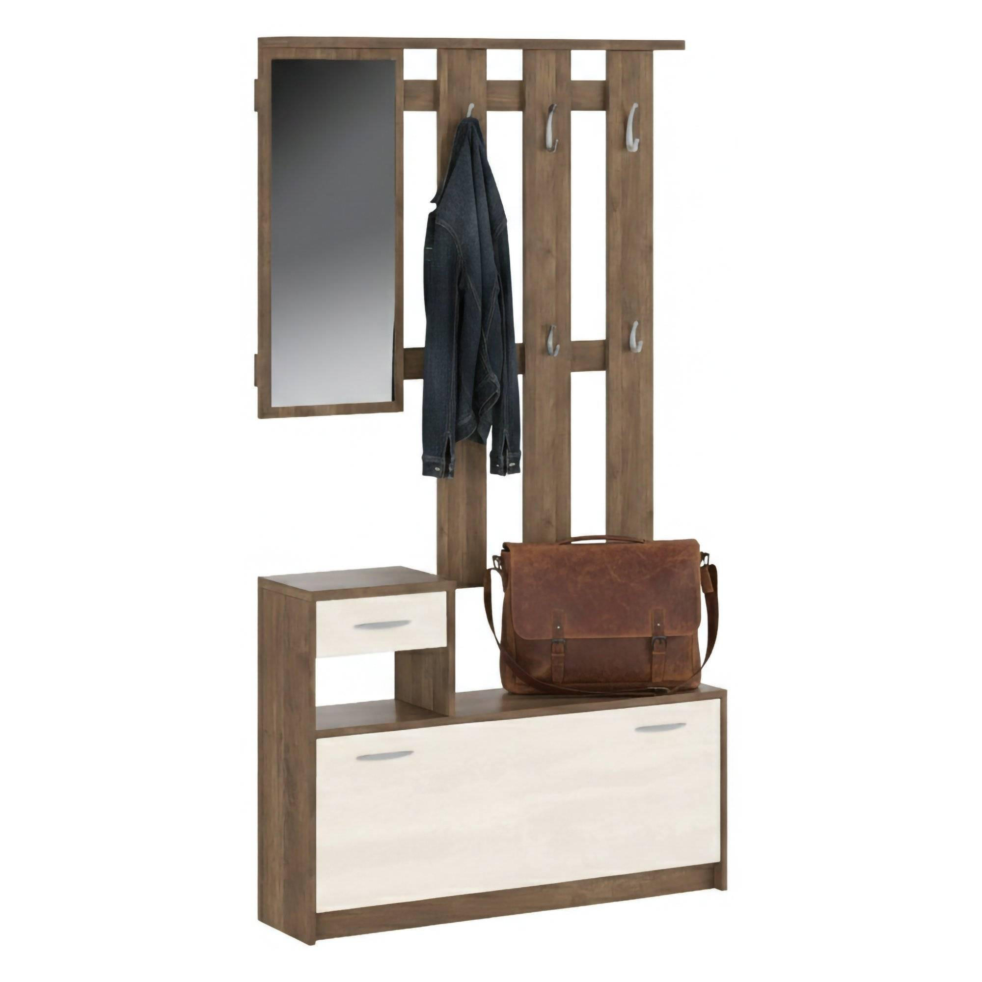 GARDEROBE Holz-Effekt Weiße Eiche 25x100h180 - Alteiche/Weiß, Holzwerkstoff (100/190/26cm) - DMORA