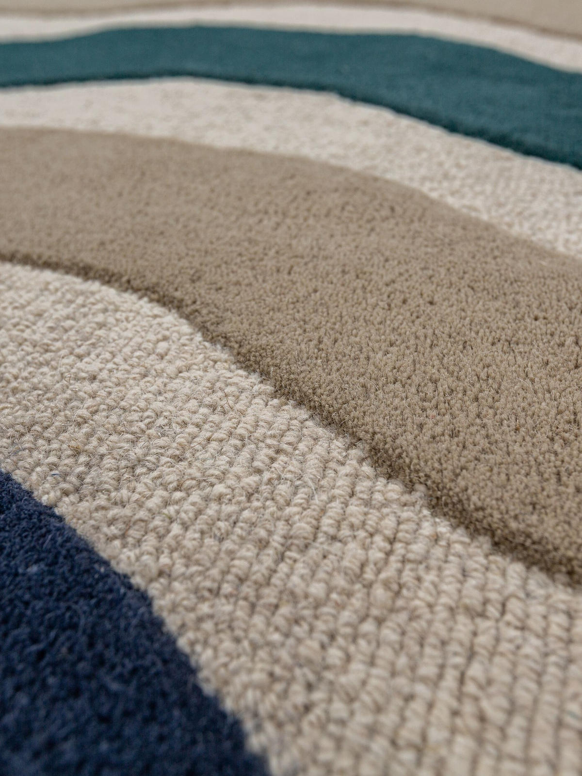 LÄUFER handgetuftet MONNOW, in Natur-Blau, Wellenstreifen, 80 x 300 cm - Beige, Textil (80/300cm) - KADIMA DESIGN