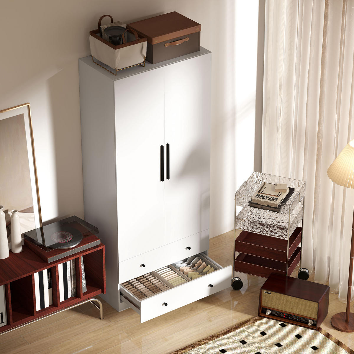 KLEIDERSCHRANK Spanplatte Weiß - Weiß, Holzwerkstoff (43/180/79cm) - HOMCOM