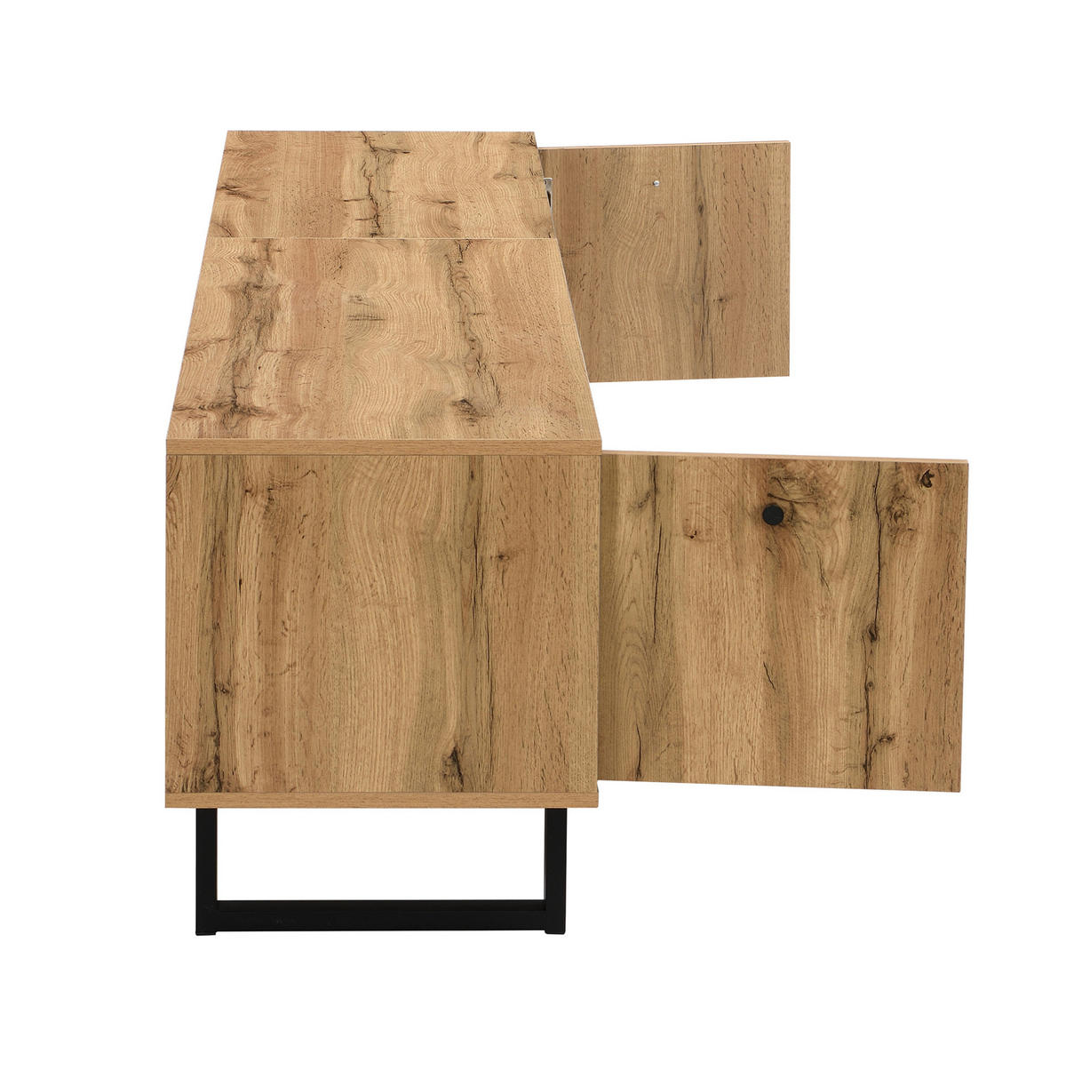 LOWBOARD 190/40/50 cm aus Spanplatte mit LED-Beleuchtung Naturfarben/Anthrazit - Naturfarben, Holzwerkstoff (190/50/40cm) - Modenvie