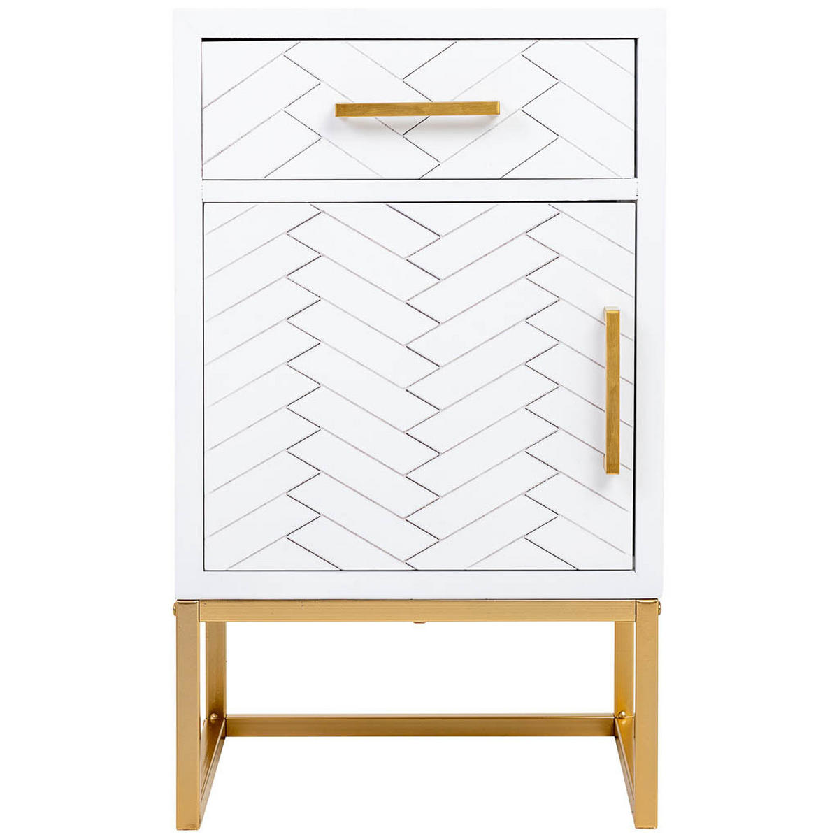 NACHTTISCH aus Metall und Holz, 42x37x71cm - Weiß, Holz (42/71/36cm) - Wanderlust