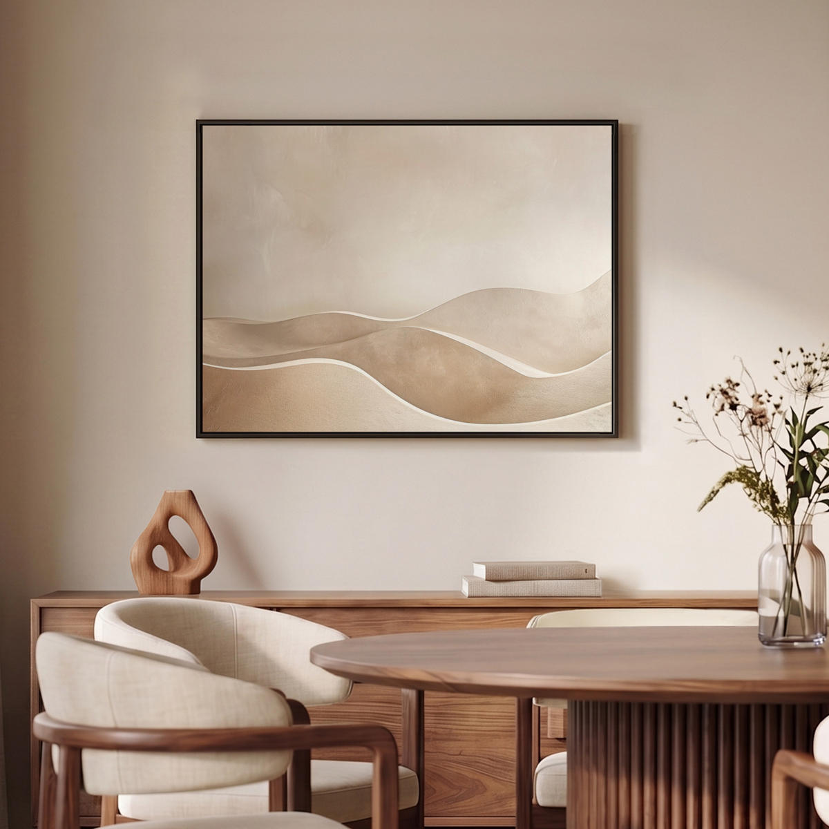 LEINWAND Bilder mit Rahmen - Beige - Natur - Abstrakt - Modern - 80x60 - Beige, Textil (80/60cm) - MuchoWow