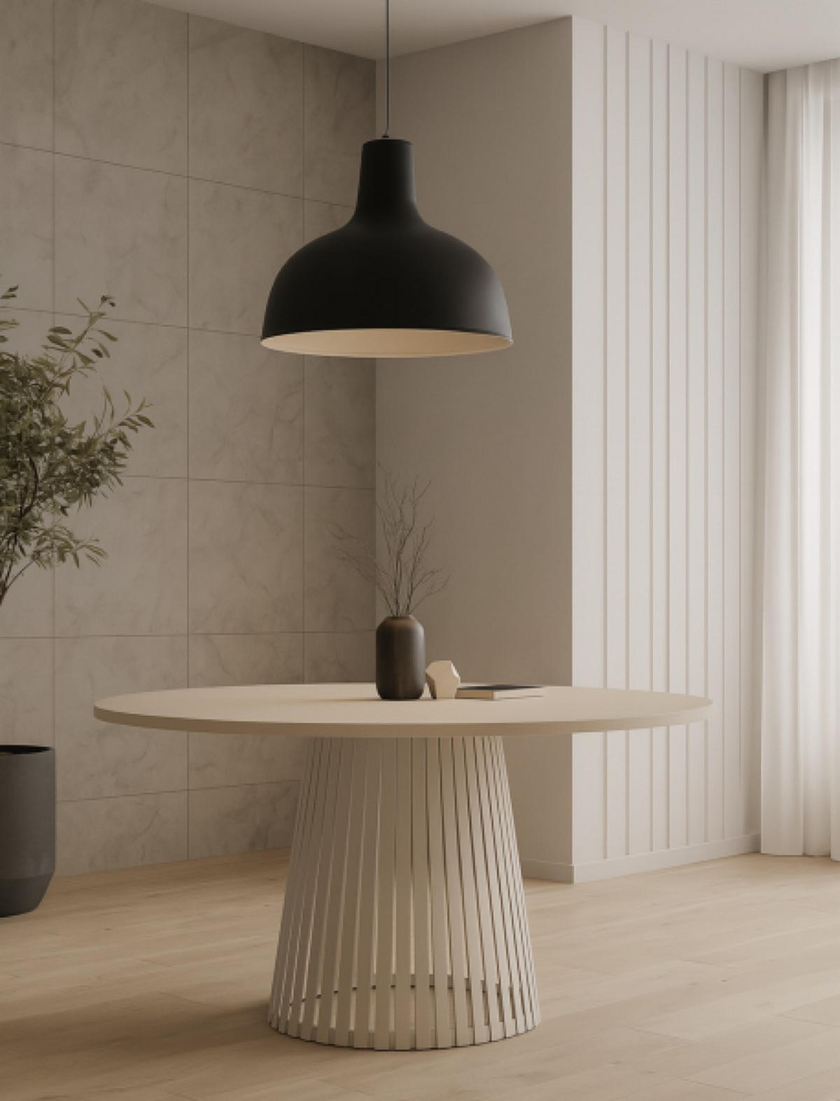 TISCH Kaschmir VIV Rund Mit Lamellen 75 cm - Kaschmir, Holzwerkstoff (75/75/76cm) - Sepro Meble