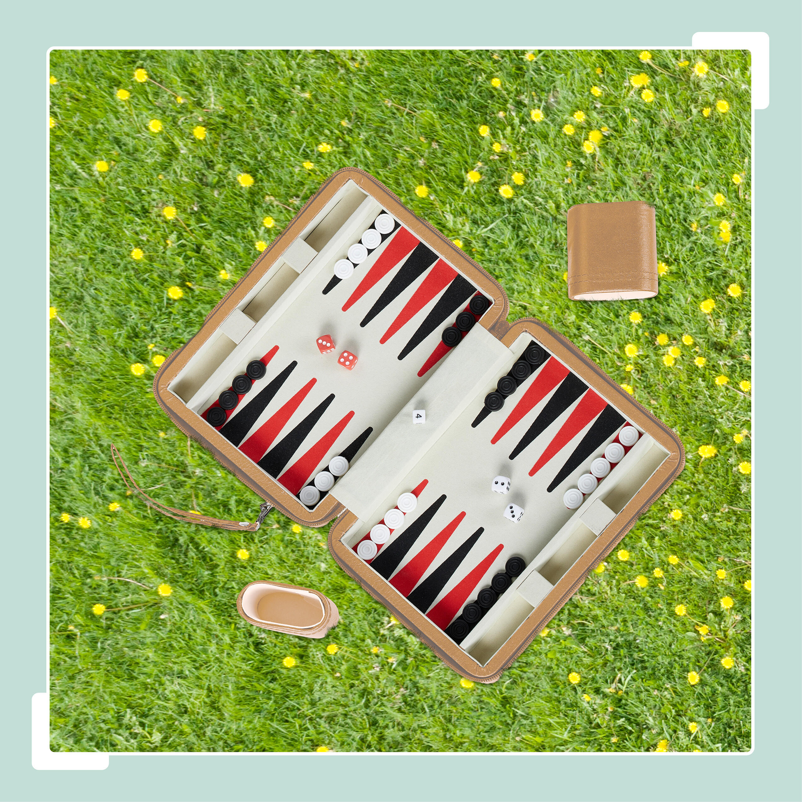 BACKGAMMON - Hellbraun, Holzwerkstoff/Kunststoff (24/18cm) - Relaxdays
