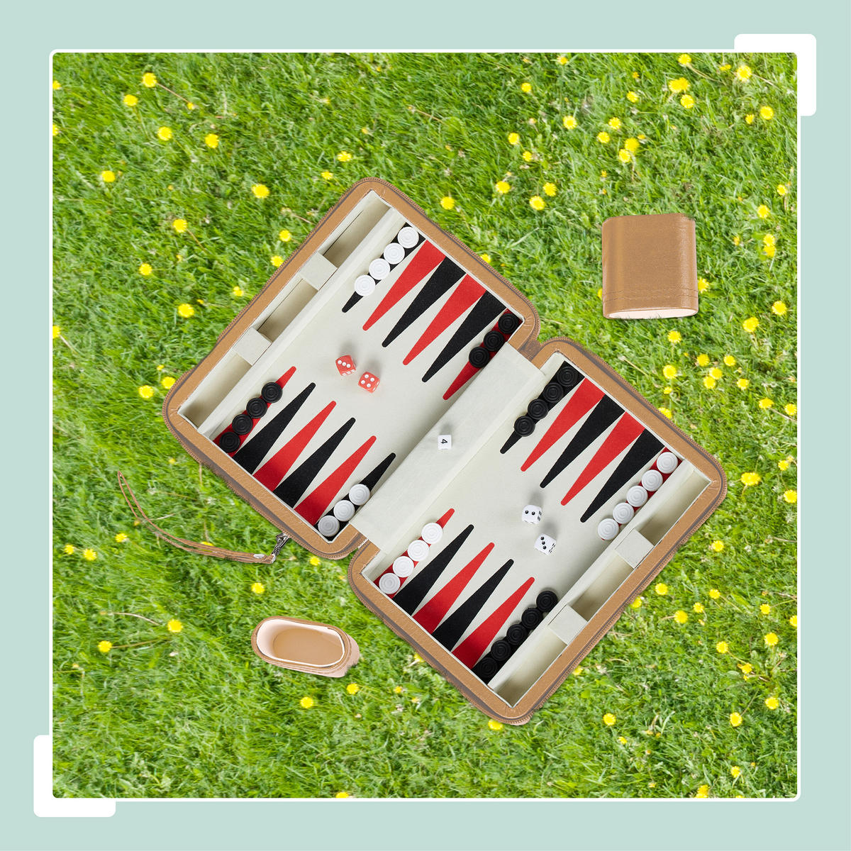BACKGAMMON - Hellbraun, Holzwerkstoff/Kunststoff (24/18cm) - Relaxdays