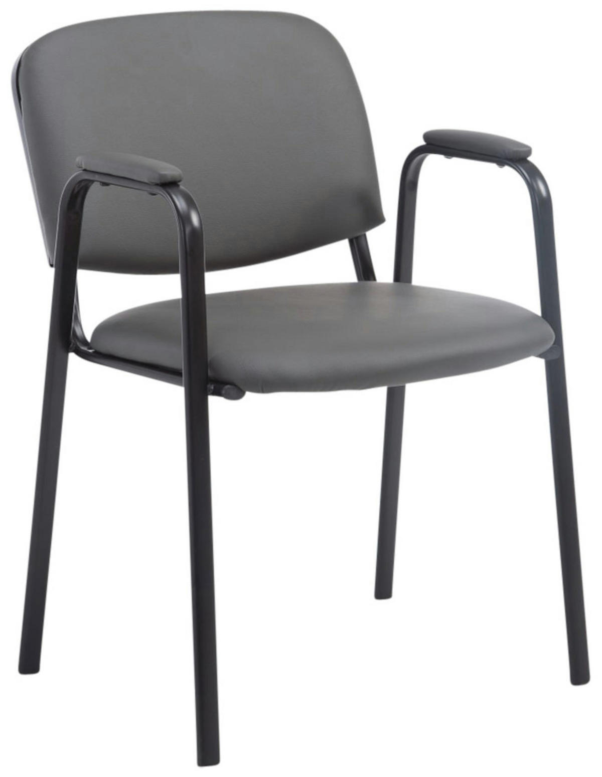 BESUCHERSTUHL 4er Set Lederlook grau - Grau, Textil/Metall (53/79/55cm) - CLP