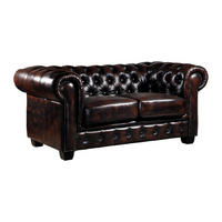 CHESTERFIELD Ledersofa 2-Sitzer - Büffelleder - Braun - BRENTON - Braun, Leder (96/73/160cm) - Vente-Unique