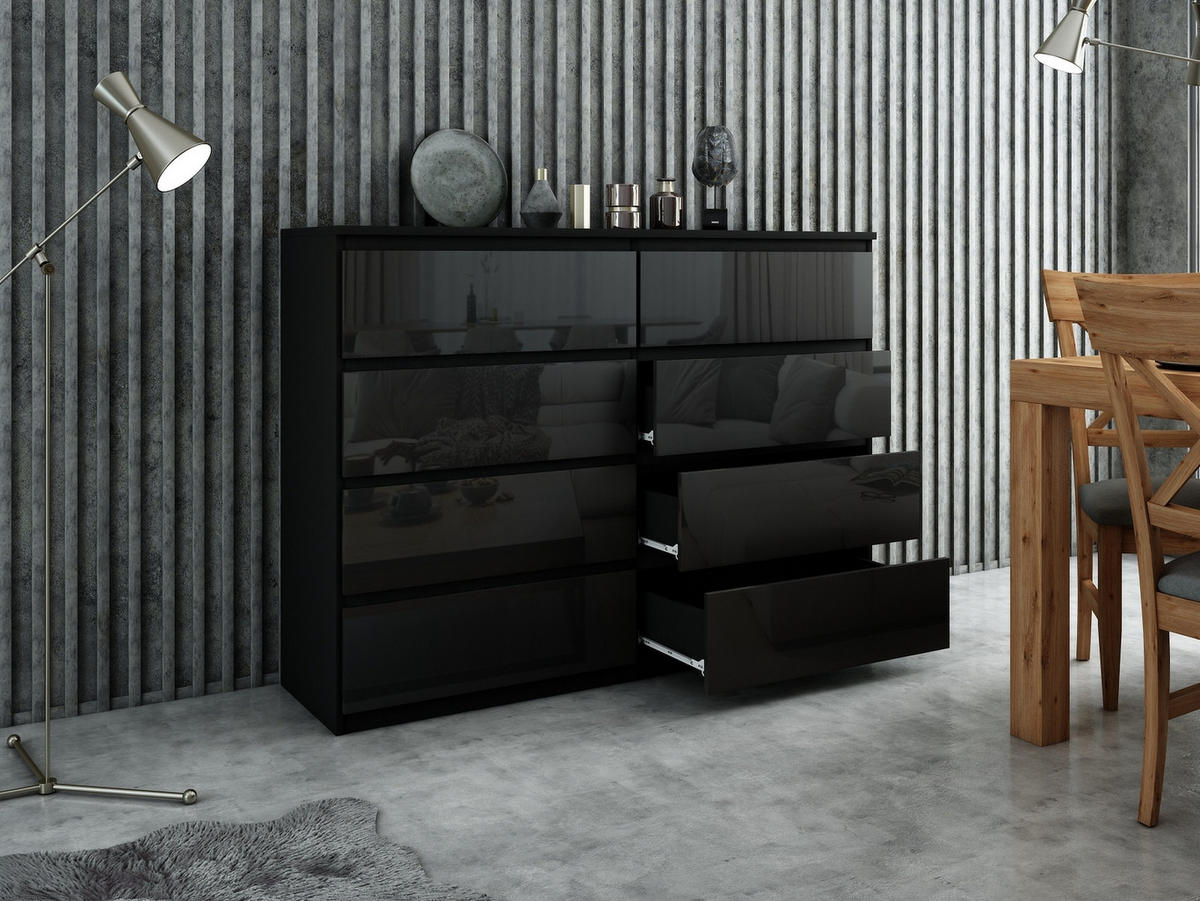 KOMMODE Schwarz, Hochglanz 139/102/39 - Schwarz Hochglanz/Schwarz, Holzwerkstoff (139/102/39cm) - RAUMHIRSCH FURNITURE