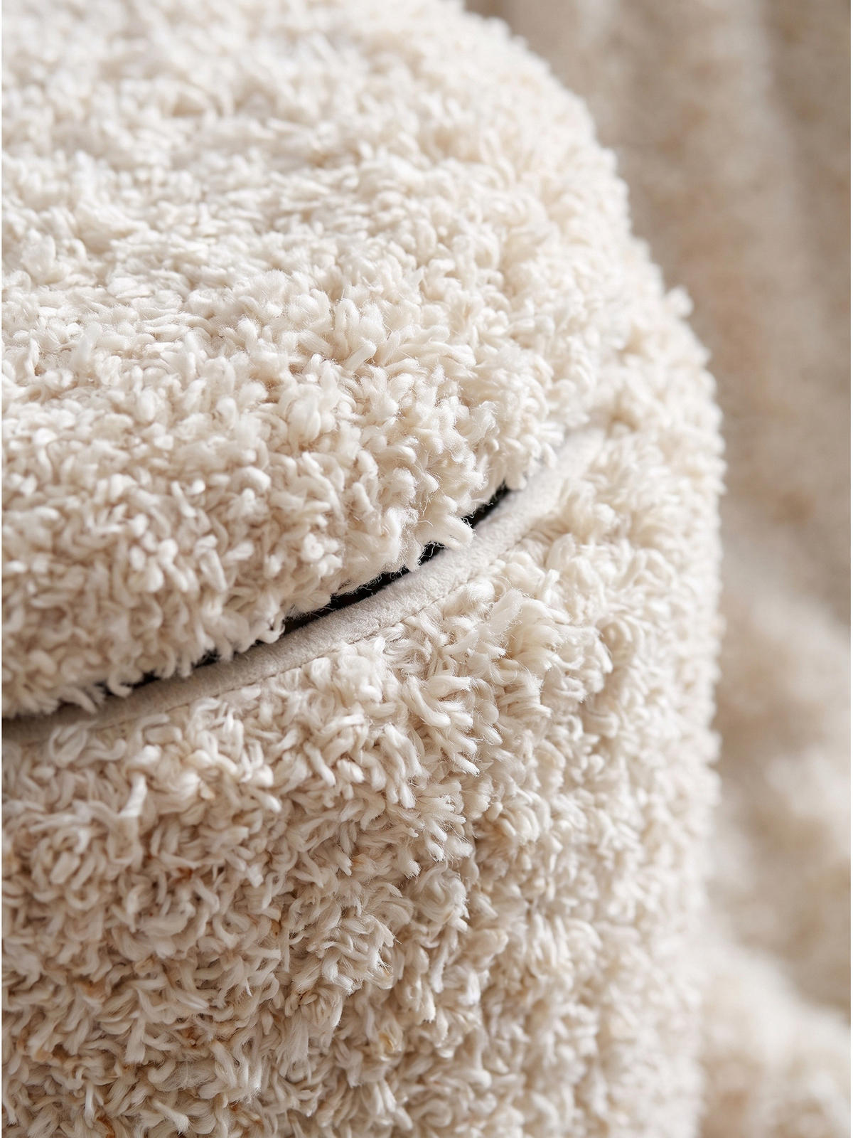 SITZHOCKER RHONE, Stoff, mit Textilbezug, Beige, Ø 40 x 45 cm - Beige, Textil (40/45/40cm) - KADIMA DESIGN