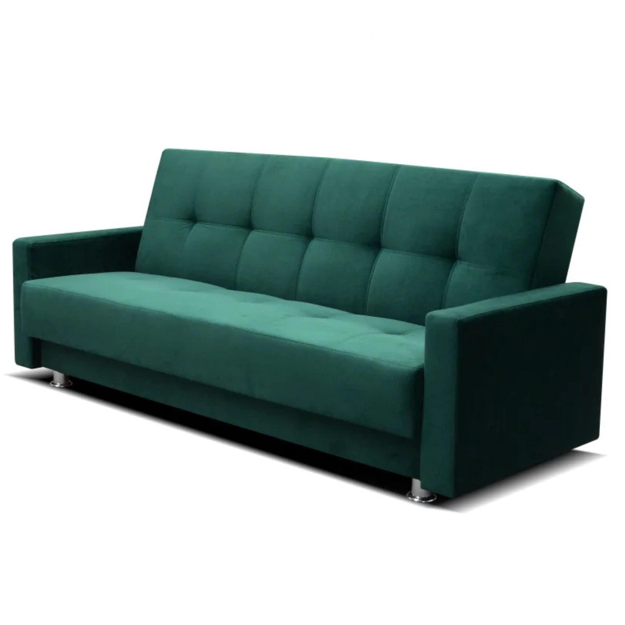 SCHLAFSOFA ALA, Sofa mit Schlaffunktion und Bettkasten, Farbe: Grün, Veloursstoff - Grün, Textil (225/92/88cm) - Sepro Meble