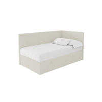 EINZELBETT Jugendbett mit Bettkasten Links, ohne Matratze - LOVY 90x200 Beige - Hellbraun, Holzwerkstoff/Textil (90/200cm) - ALTDECOR