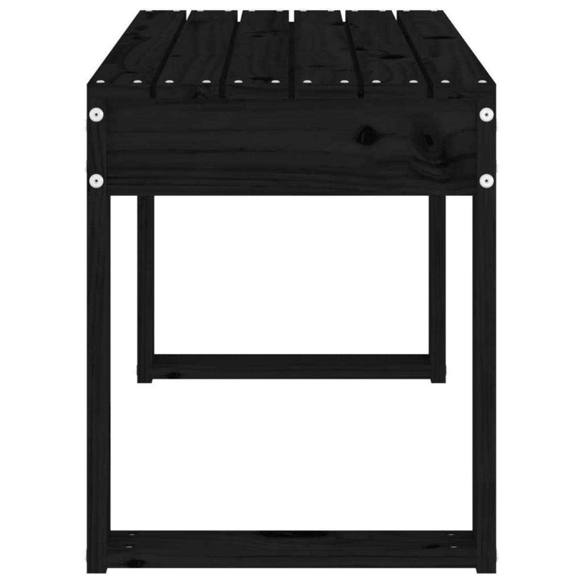 GARTENBANK Schwarz 80x38x45 cm Massivholz Kiefer - Schwarz, Holz (80/45/38cm) - furnicato