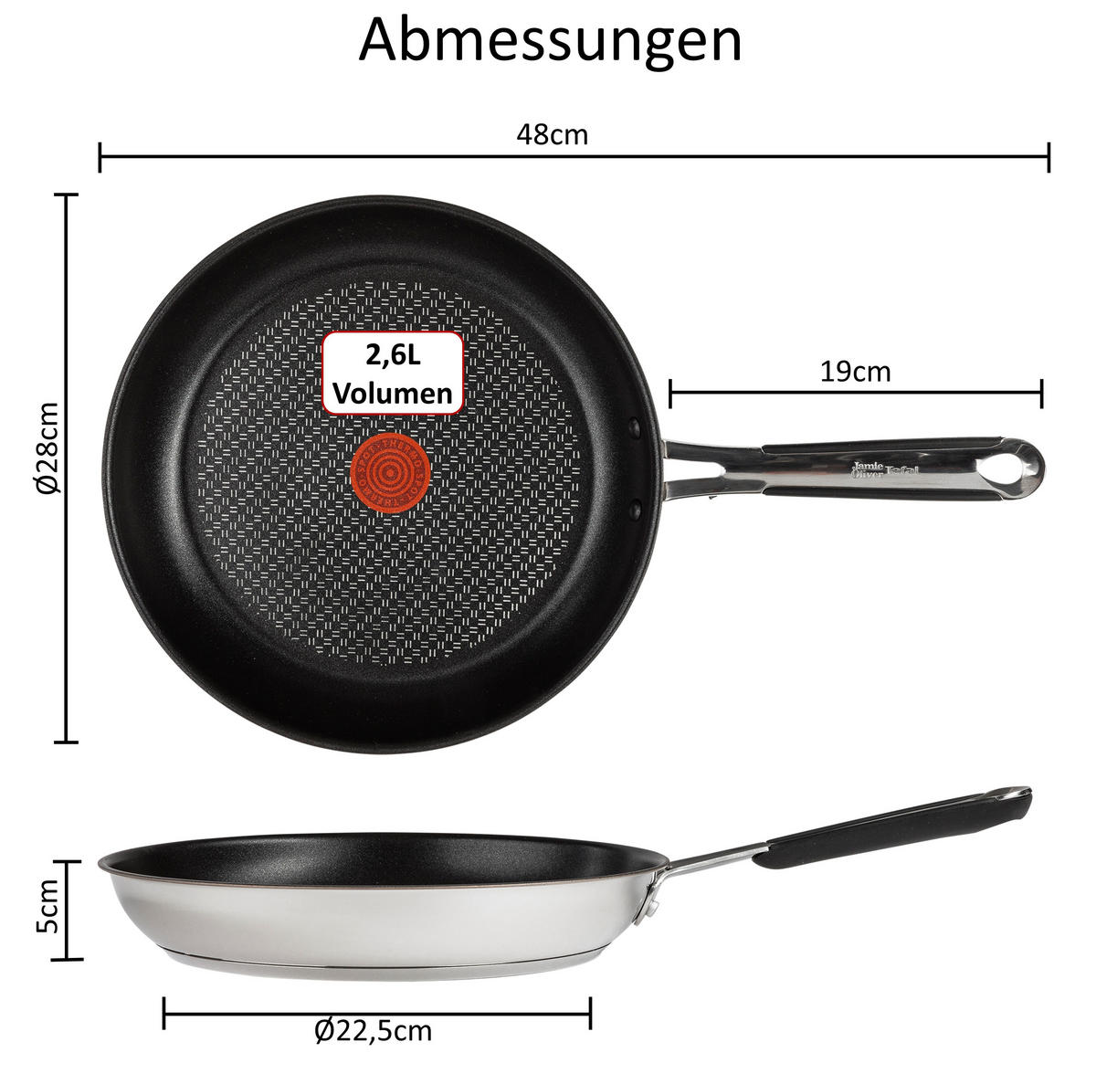 PFANNEN-SET J90923 Jamie Oliver Silber 4-Teilig - Silberfarben, Keramik/Metall - Tefal