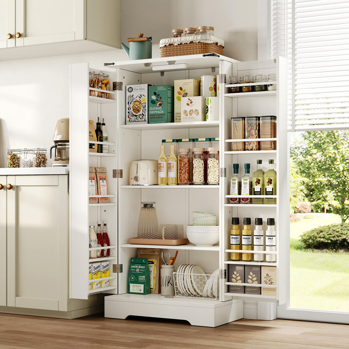 BUFFET 60/35/128,5 cm weiß aus MDF mit LED-Beleuchtung - Weiß, Holzwerkstoff (60/128/35cm) - OKWISH