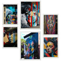 POSTER Set Mit 6 Graffiti Straßenkunst Nirvana Jopplin Frida Presley A3 & A4 Weißer Rahmen - Weiß, Papier (29/3cm) - Nacnic