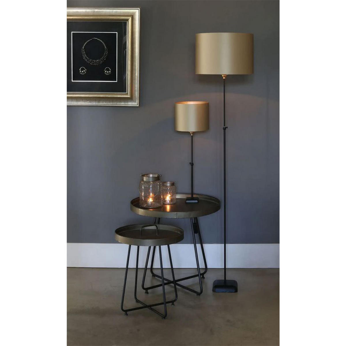 LAMPENFUSS DAVINO 10x54 cm, Metall, Schwarz - Schwarz, Metall (10/10/54cm) - Light & Living