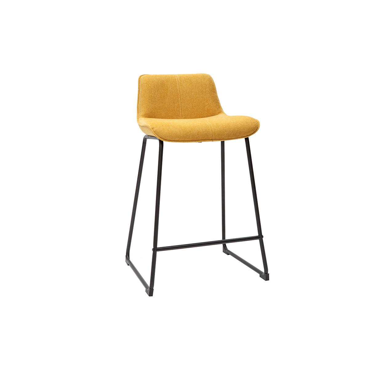 BARHOCKER Senfgelber Stoff Samteffekt Metall H65 cm 2er-Set BOOST - Gelb, Textil (45/82.5/49.5cm) - Miliboo