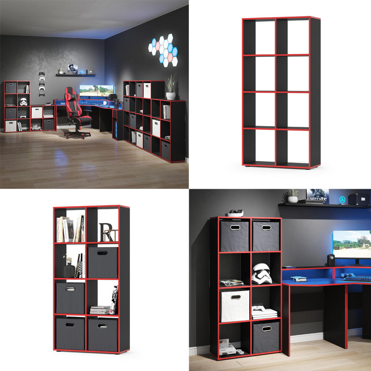 RAUMTEILER Scutum Schwarz/Rot 143 x 72 cm - Rot/Schwarz, Holzwerkstoff (143/72/29cm) - Vicco