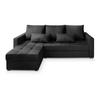 ECKSOFA KOS PIK M Schwarz Velours-Stoff mit Schlaffunktion - Schwarz, Holz (220/140cm) - MASSENO