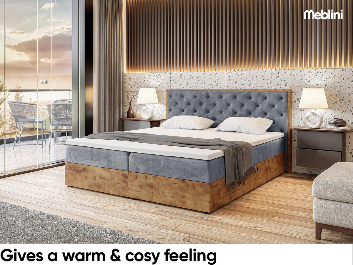 BOXBETT Lofty 3 - Schwarz/Grau, Holzwerkstoff/Textil (140/200cm) - Meblini