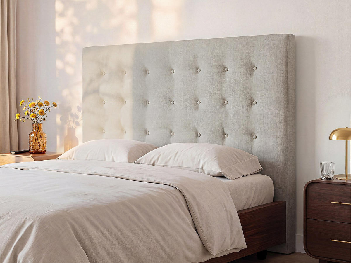 BETTKOPFTEIL - 2 Personen - Stoff - Beige - - Beige, Textil (184.5/125/9.5cm) - Vente-Unique