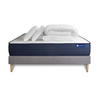 BETT Actiflex life Taschenfederkern und Memory-Schaum 160 x 200 cm h4 - Kit Bettgestell Grau - Mit Kissen und Bettdecke - Beige/Grau, Holz/Textil (160/200cm) - ACTISOM