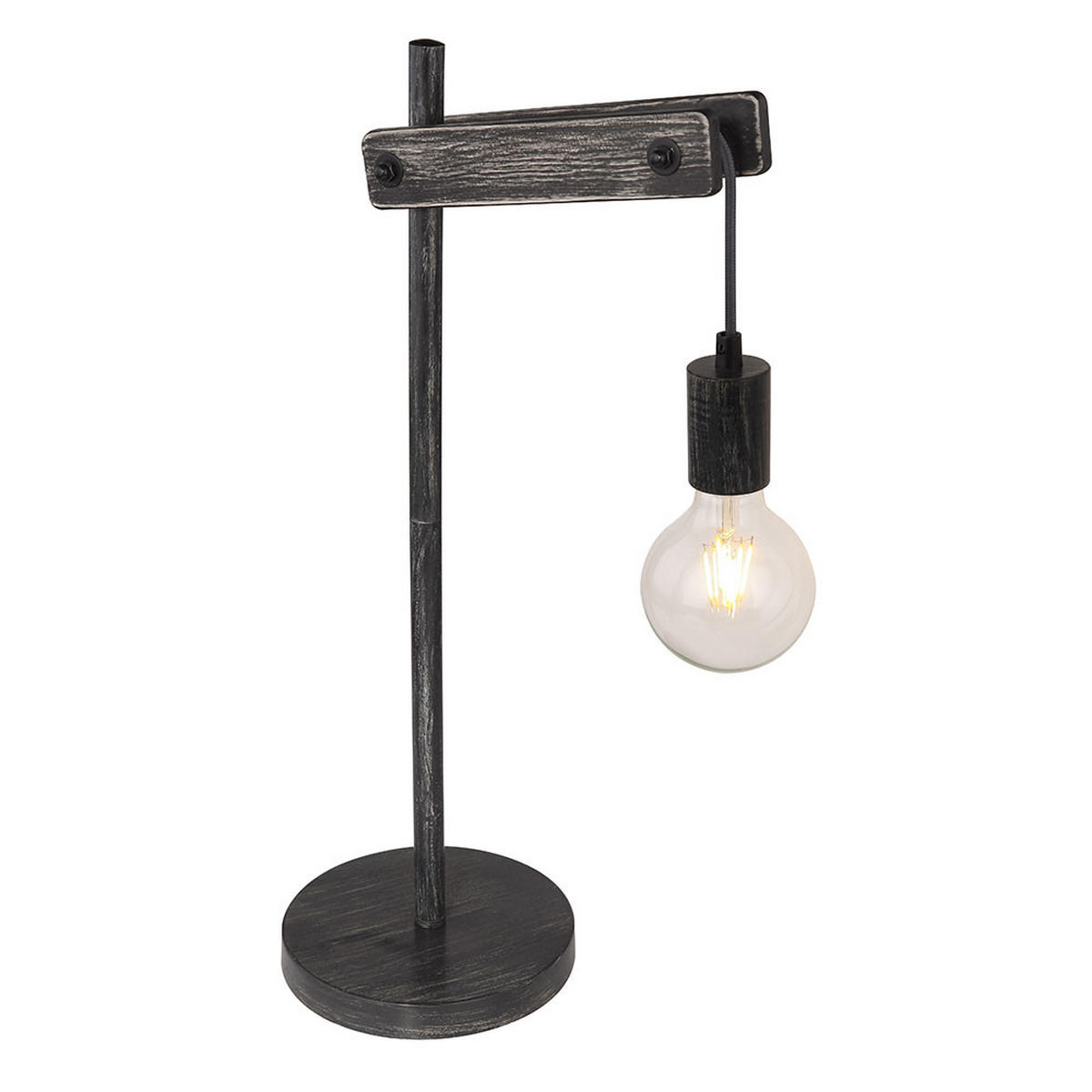 TISCHLEUCHTE Metall Schwarz-matt Holzoptik - Schwarz, Holz (27.5/18/56.5cm) - Globo Lighting