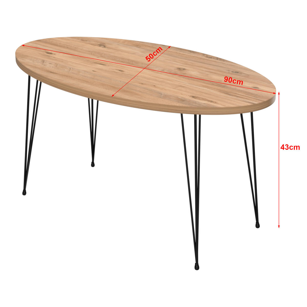 COUCHTISCH Skævinge 90/50/43 - Braun, Metall (50/90/43cm) - [en.casa]