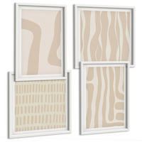 BILDER SET 4er Set - 50x50 cm & 40x60 cm Weißer Rahmen - Abstrakte Boho-Musterformen - Weiß, Kunststoff (50/50cm) - TULUP
