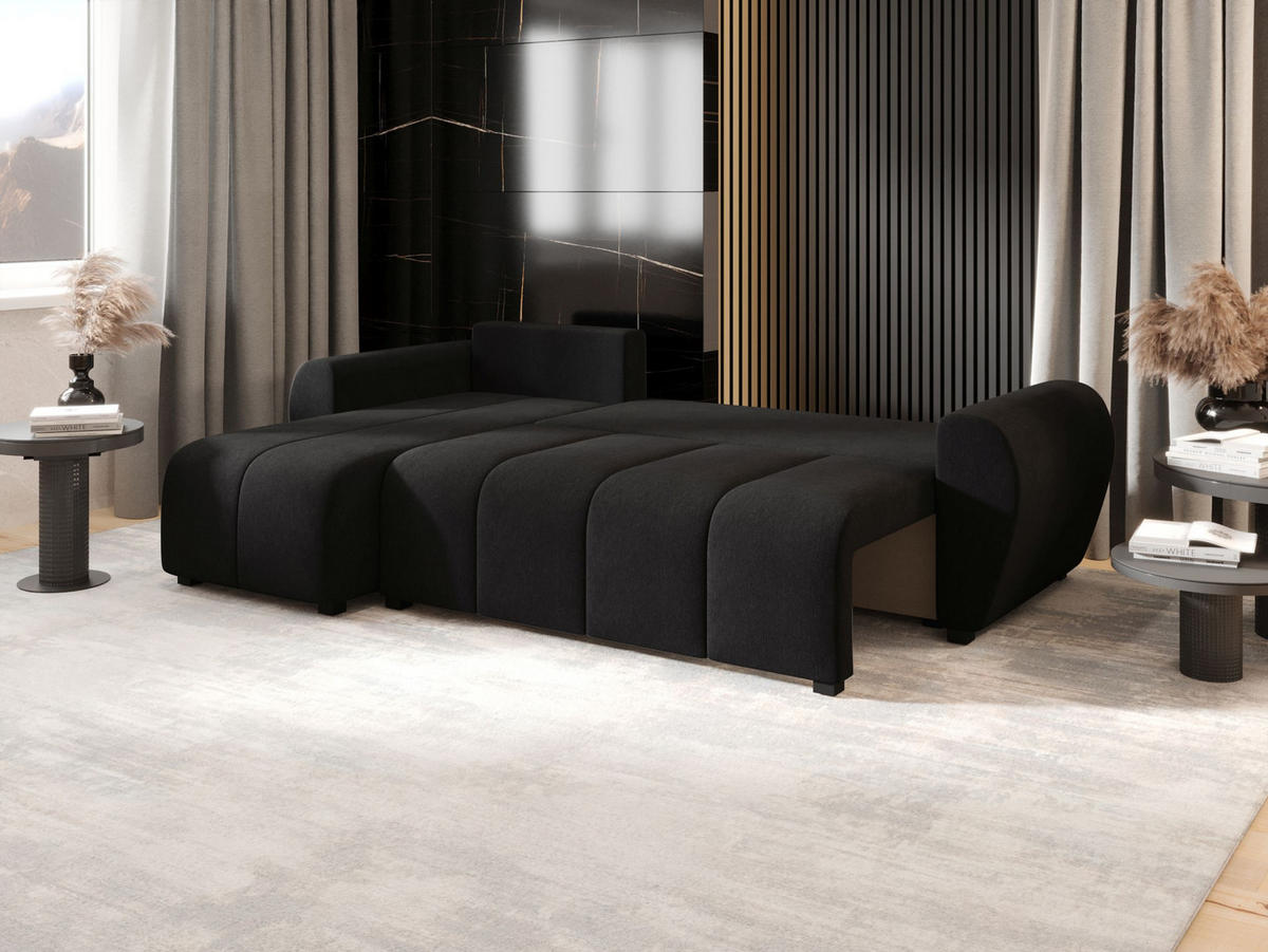 ECKSOFA MOLISA L Cosmic 100 Links mit Schlaffunktion - Schwarz, Textil (245/145cm) - Bedante
