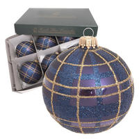 CHRISTBAUMKUGELN Schottische Weihnacht Blau 8cm (Glas / 6 Stk.) - Blau, Glas (8/8/8cm) - Krebs Glas Lauscha