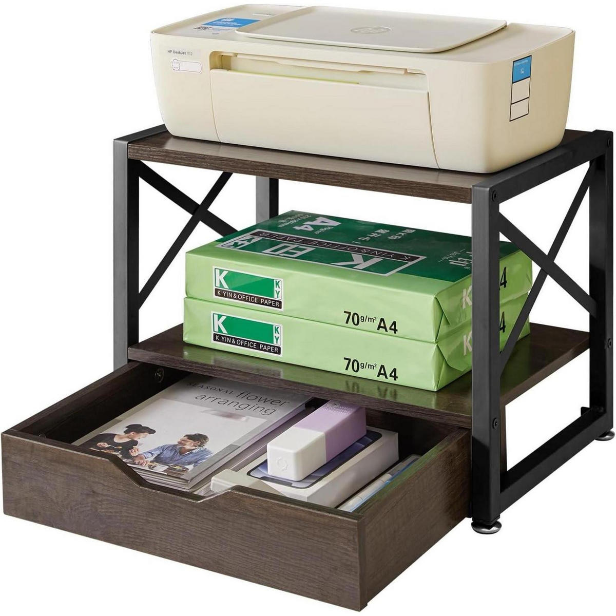 SCHREIBTISCHORGANIZER Mehrzweck, Desktop Organizer mit Schublade, Holz-Grau - Braun, Holzwerkstoff (15/12/30cm) - LUXUSKOLLEKTION