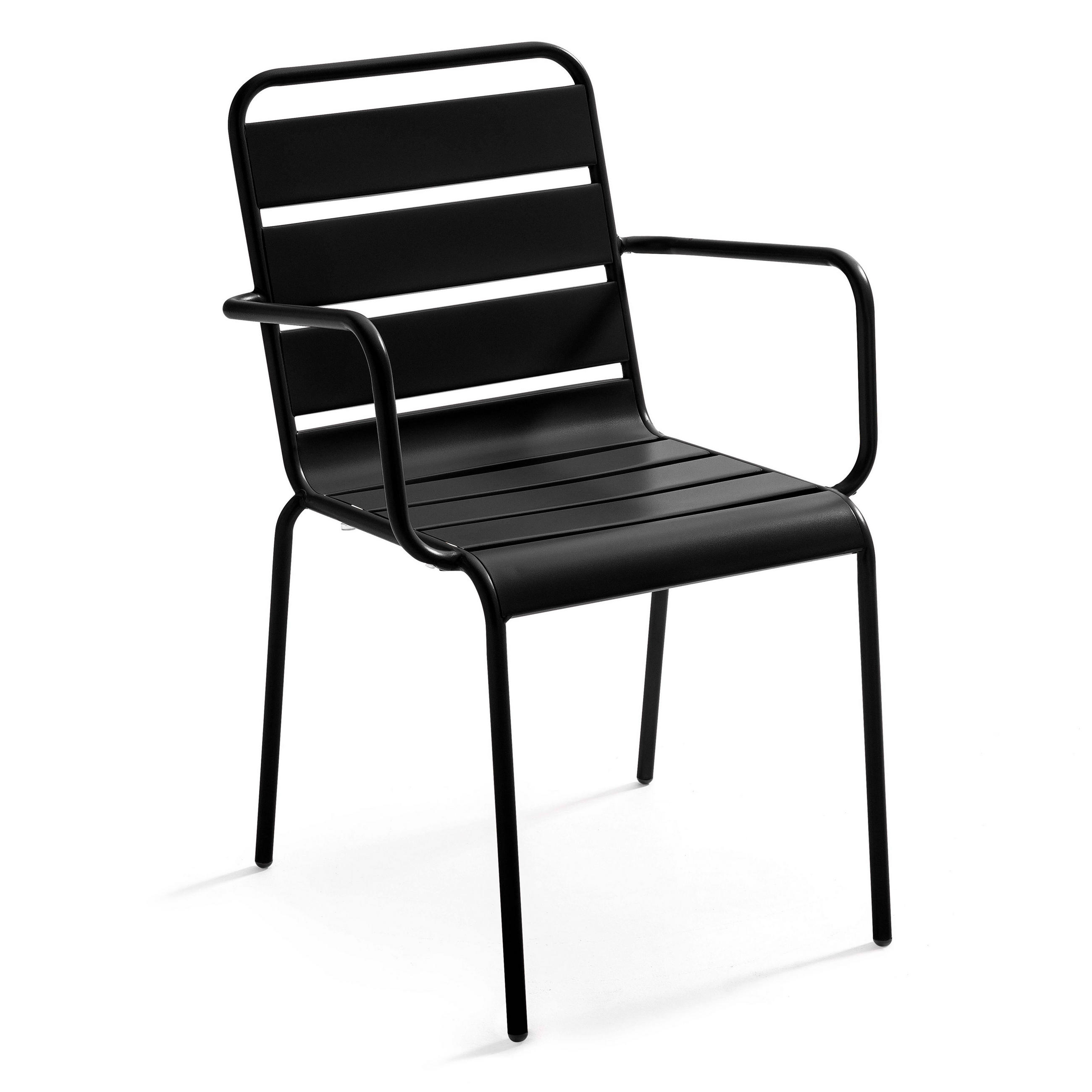 GARTENSTUHL, Schwarz - Schwarz, Metall (55/83/55cm) - Oviala
