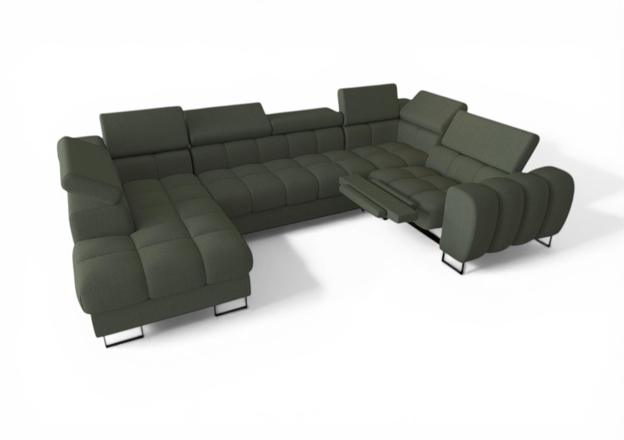 WOHNLANDSCHAFT Bastien Relax - Grün, Holzwerkstoff/Textil (198/95/350cm) - Fun Möbel